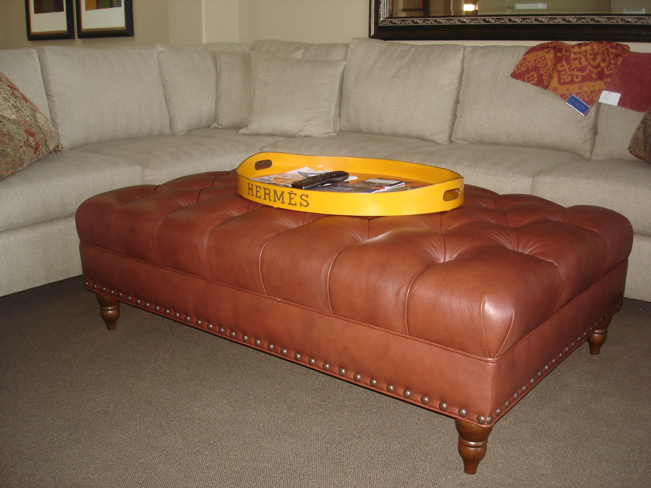 Custom Reupholstered Opening Ottomans